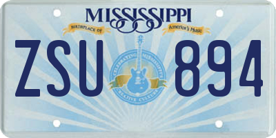 MS license plate ZSU894