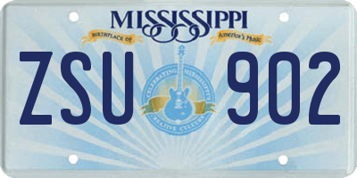 MS license plate ZSU902