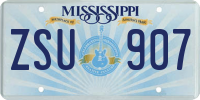 MS license plate ZSU907