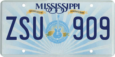 MS license plate ZSU909