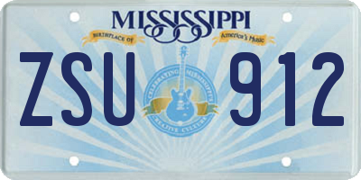 MS license plate ZSU912