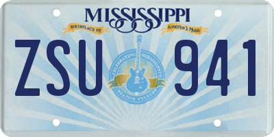 MS license plate ZSU941