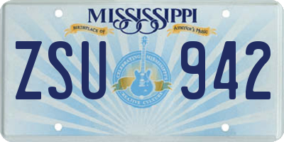 MS license plate ZSU942