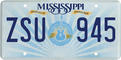MS license plate ZSU945