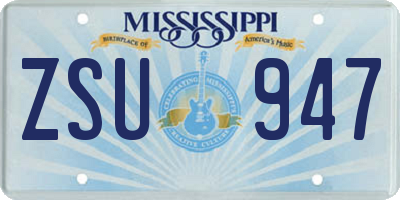 MS license plate ZSU947