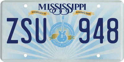 MS license plate ZSU948