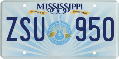 MS license plate ZSU950