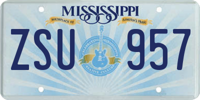 MS license plate ZSU957