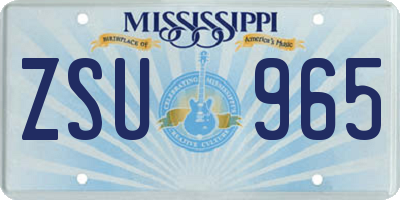 MS license plate ZSU965