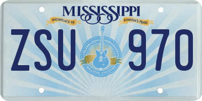 MS license plate ZSU970