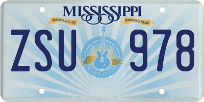 MS license plate ZSU978