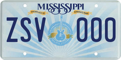 MS license plate ZSV000