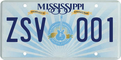 MS license plate ZSV001