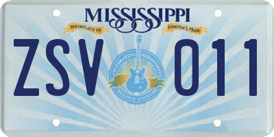 MS license plate ZSV011