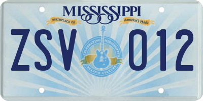MS license plate ZSV012