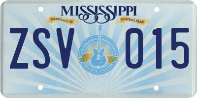 MS license plate ZSV015