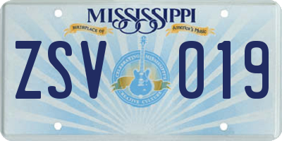 MS license plate ZSV019