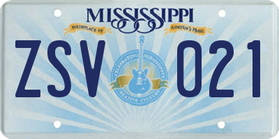 MS license plate ZSV021