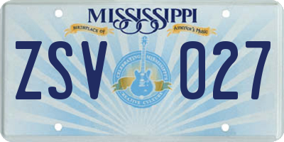 MS license plate ZSV027