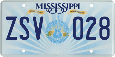 MS license plate ZSV028