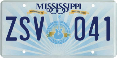 MS license plate ZSV041