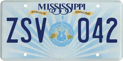MS license plate ZSV042