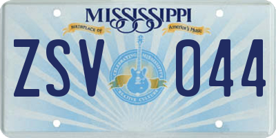 MS license plate ZSV044
