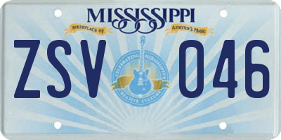 MS license plate ZSV046