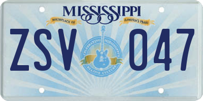 MS license plate ZSV047
