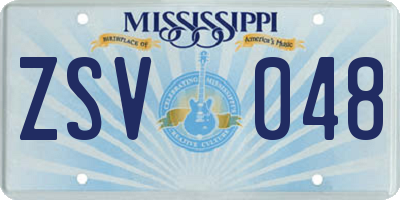 MS license plate ZSV048