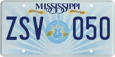 MS license plate ZSV050