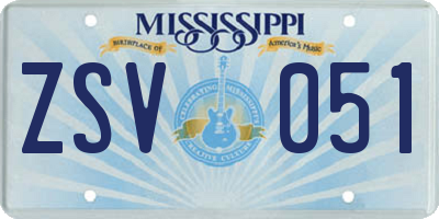 MS license plate ZSV051