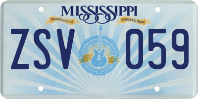 MS license plate ZSV059