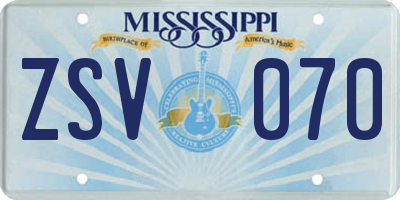 MS license plate ZSV070