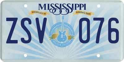 MS license plate ZSV076
