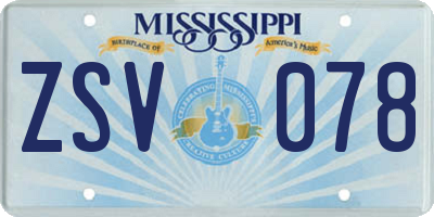 MS license plate ZSV078
