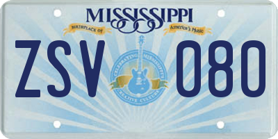 MS license plate ZSV080