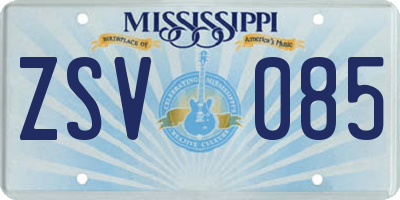 MS license plate ZSV085