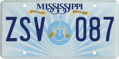 MS license plate ZSV087