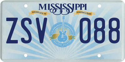 MS license plate ZSV088