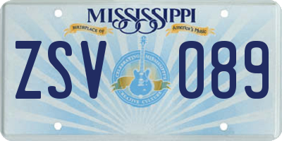 MS license plate ZSV089