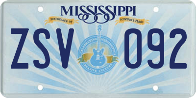 MS license plate ZSV092