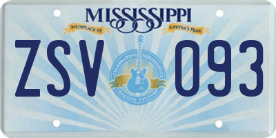 MS license plate ZSV093