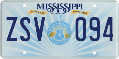 MS license plate ZSV094