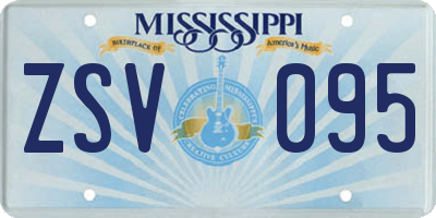 MS license plate ZSV095