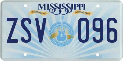 MS license plate ZSV096