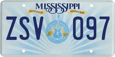 MS license plate ZSV097