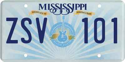 MS license plate ZSV101