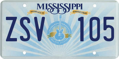 MS license plate ZSV105