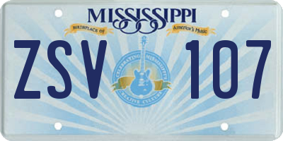 MS license plate ZSV107